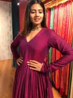 Magenta Cotton Ethnic Dress highlighted with Kanchi Silk Border