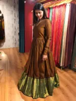 Mustard Cotton Ethnic Dress highlighted with Kanchi Silk Border - Image 3