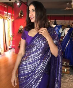 Purple Embroidered Georgette Saree