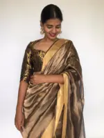Metallic Gold Tissue Organza Silk Saree highlighted with Gold Zari Edging