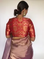 Red Banarasi Brocade Silk Blouse - Image 4
