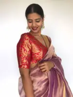 Red Banarasi Brocade Silk Blouse - Image 3