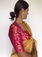 Rani Pink Banarasi Brocade Silk Blouse - Image 3