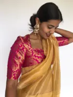 Rani Pink Banarasi Brocade Silk Blouse - Image 4