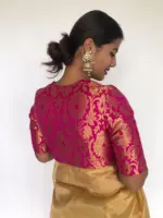 Rani Pink Banarasi Brocade Silk Blouse - Image 5
