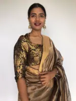 Black Banarasi Brocade Silk Blouse - Image 3