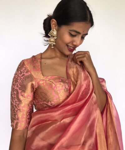 Guava Pink Banarasi Brocade Silk Blouse