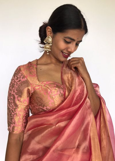 Guava Pink Banarasi Brocade Silk Blouse
