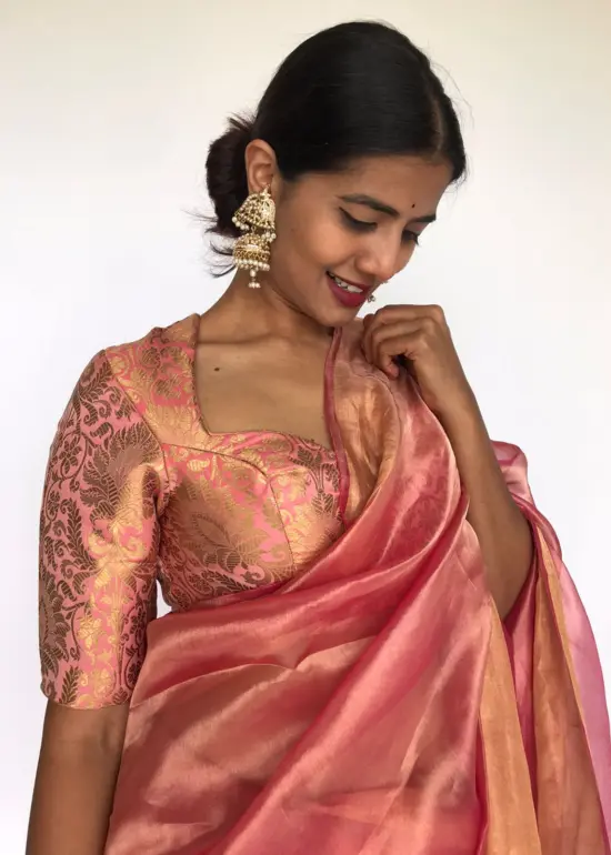 Guava Pink Banarasi Brocade Silk Blouse