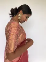Guava Pink Banarasi Brocade Silk Blouse - Image 4