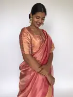 Guava Pink Banarasi Brocade Silk Blouse - Image 3