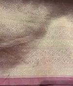 Powder Pink Tissue Silk Saree with  Resham Zari Weaves highlighted with Jacquard Zari Border - Image 7
