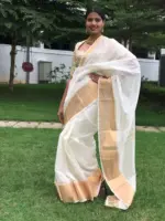 Offwhite Mangalagiri Silk Saree - Image 3