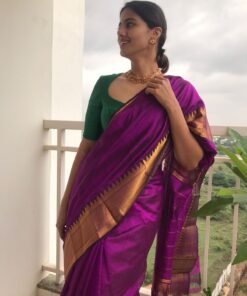 Purple Mangalagiri Silk Saree