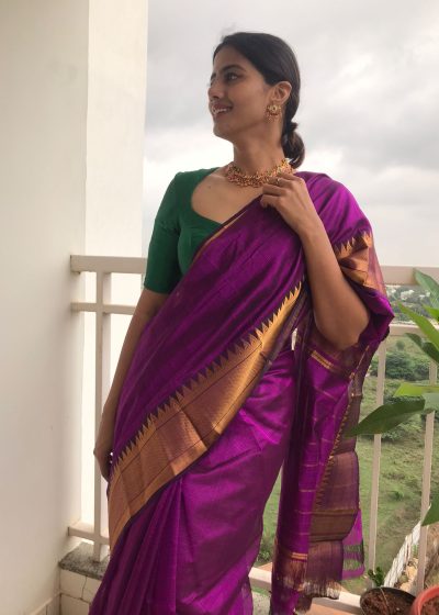 Purple Mangalagiri Silk Saree