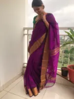Purple Mangalagiri Silk Saree - Image 4