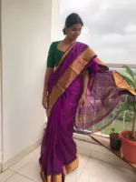 Purple Mangalagiri Silk Saree - Image 3