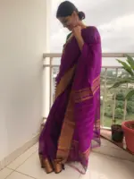 Purple Mangalagiri Silk Saree - Image 6