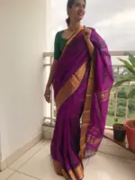 Purple Mangalagiri Silk Saree - Image 5