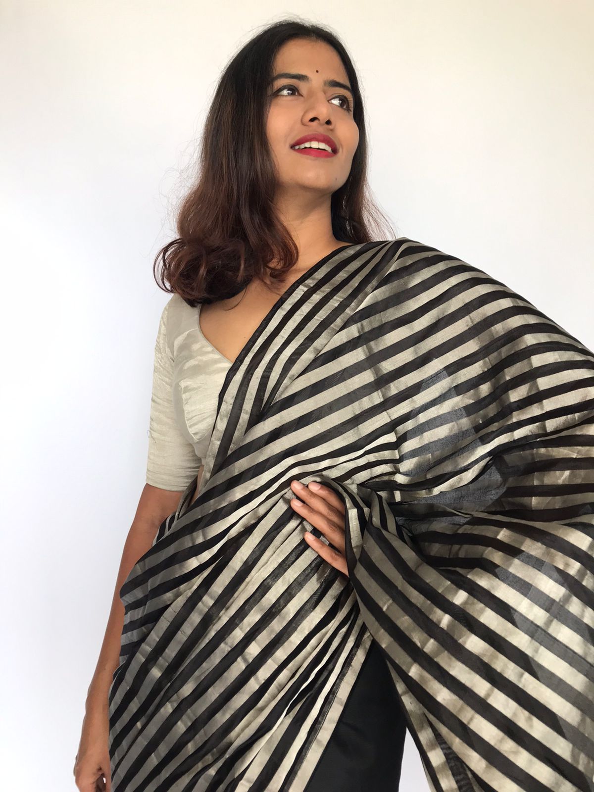 Chanderi Cotton Silk Saree, 6.3 m (with blouse piece)