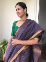 Lilac Mangalagiri Silk Saree with Gold Zari Weaves