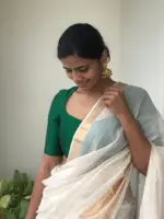 Offwhite Mangalagiri Silk Saree with Gold Zari Weaves