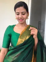 Bottle Green Mangalagiri Silk Saree with Silk Border