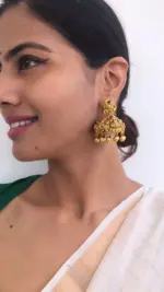 Antique Gold Exclusive Premium Jhumkhas - Image 2
