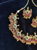 Real Kemp Neckpiece Set with matching Jhumkhas - Image 4