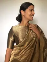 Metallic Gold Tissue Silk Blouse - Image 4