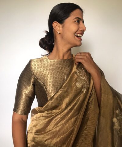 Metallic Gold Tissue Silk Blouse