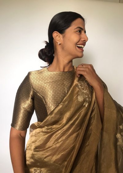 Metallic Gold Tissue Silk Blouse