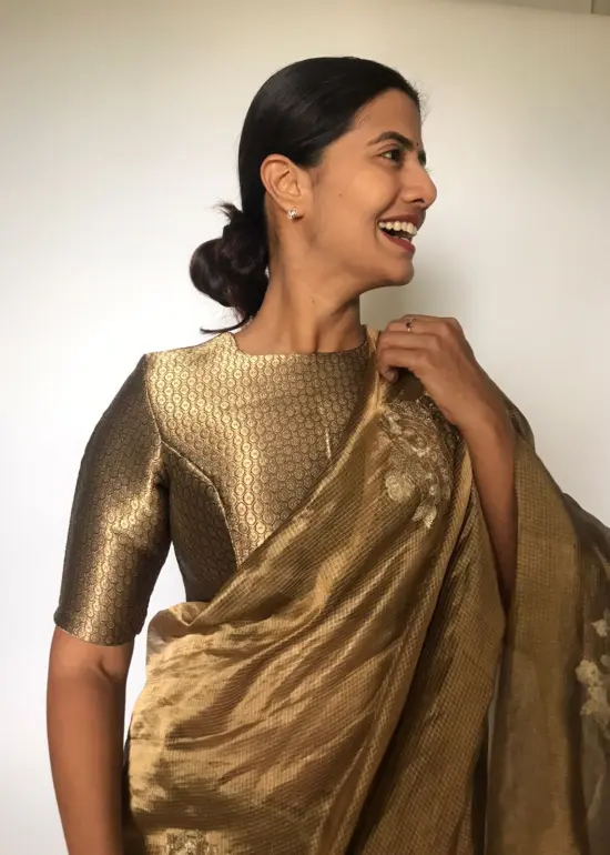 Metallic Gold Tissue Silk Blouse