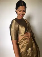 Metallic Gold Tissue Silk Blouse - Image 3