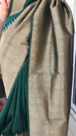 Bottle Green Banarasi Silk Saree with Antique Gold Zari Weaves - Image 6