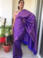 Royal Blue Banarasi Silk Saree with Antique Gold Zari Weaves
