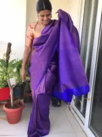 Royal Blue Banarasi Silk Saree with Antique Gold Zari Weaves - Image 3