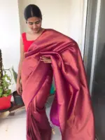 Magenta Banarasi Silk Saree with Antique Gold Zari Weaves - Image 4