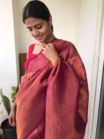 Magenta Banarasi Silk Saree with Antique Gold Zari Weaves