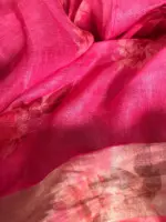 Sea Green Printed Linen Saree adorned with Zari Weaves - Image 5