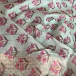 Sea Green Linen Silk Saree with Beautiful Prints and Zari Buttas all over - Image 6
