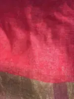 Offwhite Printed Linen Saree adorned with Zari Weaves - Image 6