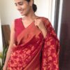 Maroon Chiffon Saree highlighted with Antique Gold Zari Weaves