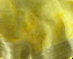 Lemon Yellow Printed Linen Saree adorned with Zari Weaves - Image 5