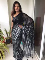 Ombre Black Georgette Saree adorned with Sequins Embroidery - Image 2