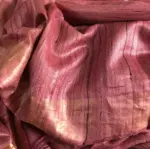 Dusty Pink Handwoven Tussar Silk Saree highlighted with Zari Border - Image 5