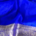 Royal Blue Organza Saree highlighted with Gold Weaves - Image 6