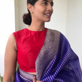 Red Handloom Silk Blouse