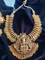 Antique Premium Gold Coin  Necklace Adorned with Lakshmi Goddess and Real Kemp Stones - Image 2