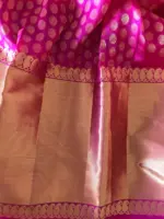 White Organza Silk Saree highlighted with Kanchi Zari Border - Image 7